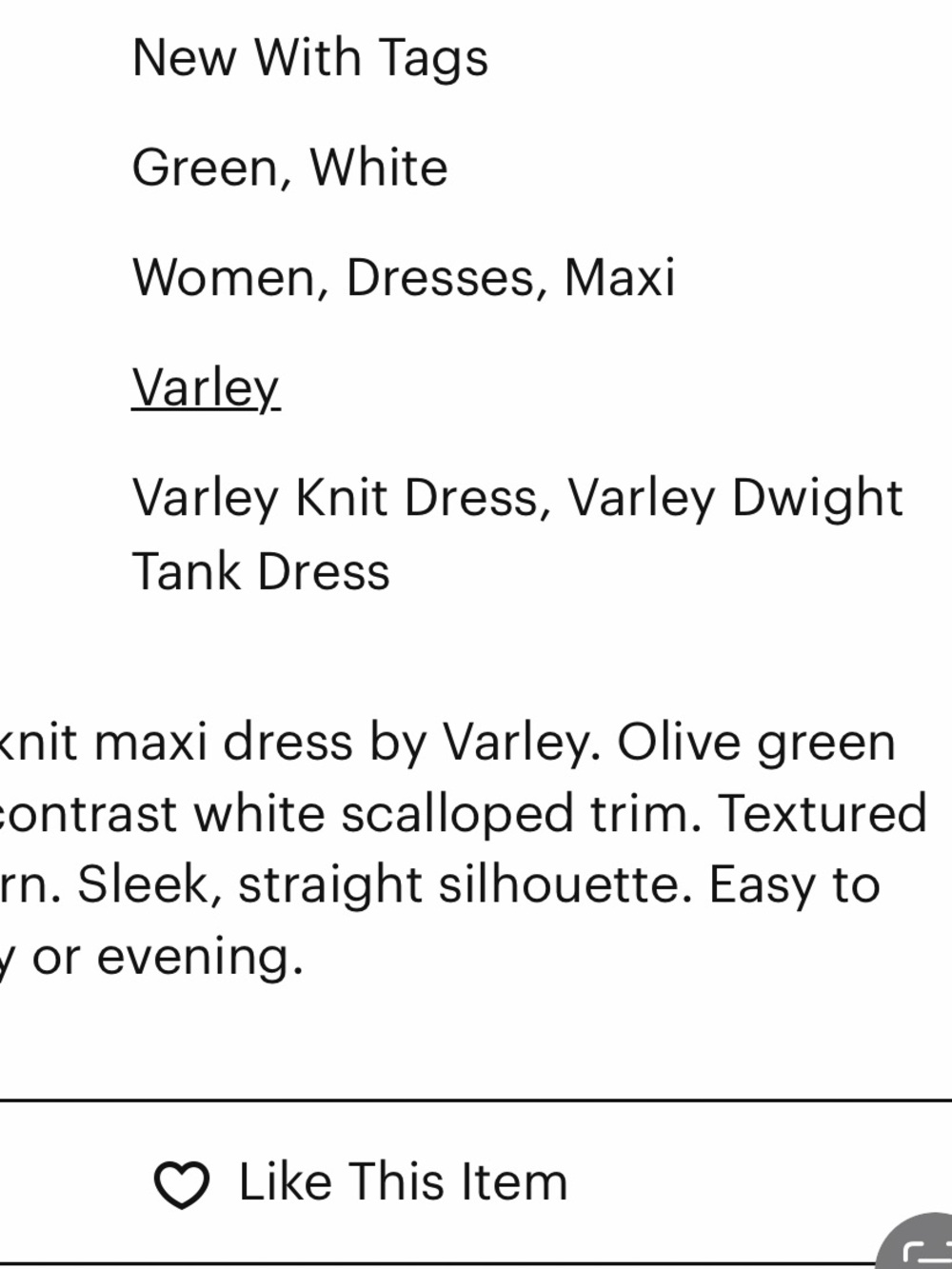 Varley Dwight Tank Knit Dress in Fresh Fern Green with White Trim - Picture 3 of 13